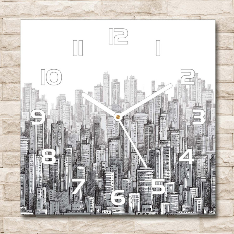 Glass Wall Clock, Grey/White