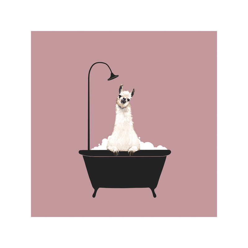 Llama in Bath Tub by Big Nose Work - Graphic Art Print on Canvas, No Frame, 93.98 cm H x 93.98 cm W x 3.175 cm D