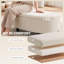 Repose-pieds semi-rond avec rangement, tissu chenille, plateau relevable, blanc crème