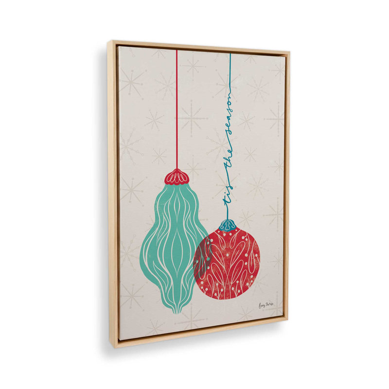 Elegant Holiday Ornaments III, reproduction sur toile, Cadre américain en érable flottant, H 12,75 po x l 8,75 po x P 1,75 po