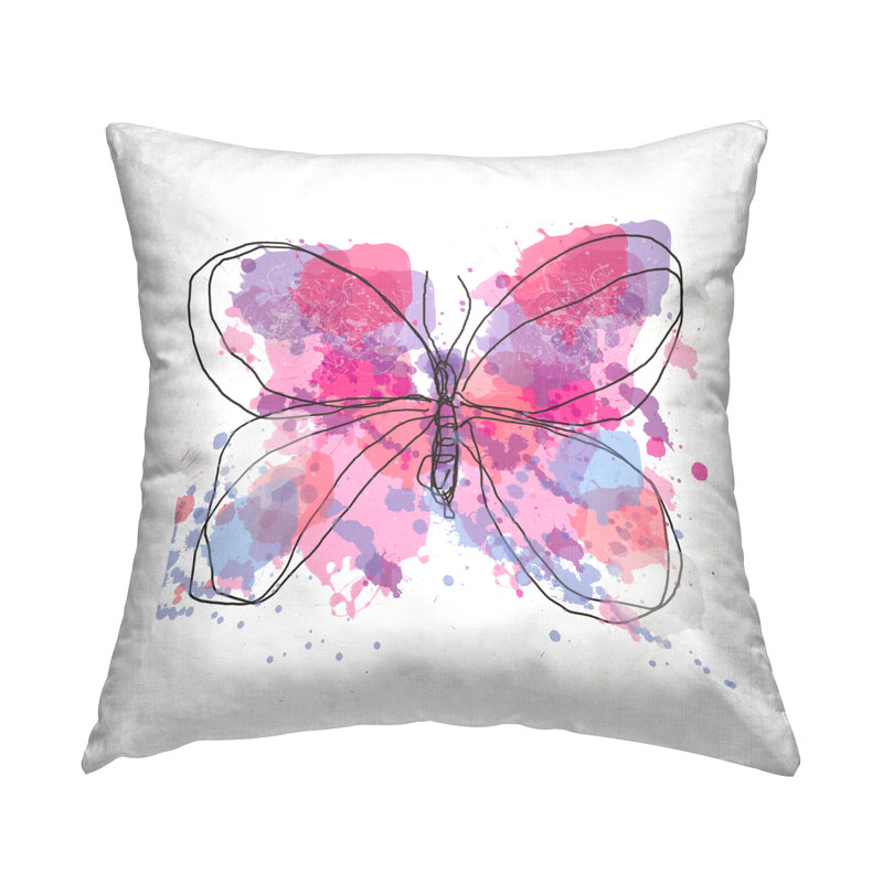 Coussin décoratif imprimé de lignes de griffonnage roses par Irena Orlov