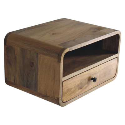 Large Oak-Ish Curve Upper Slot Floating Bedside