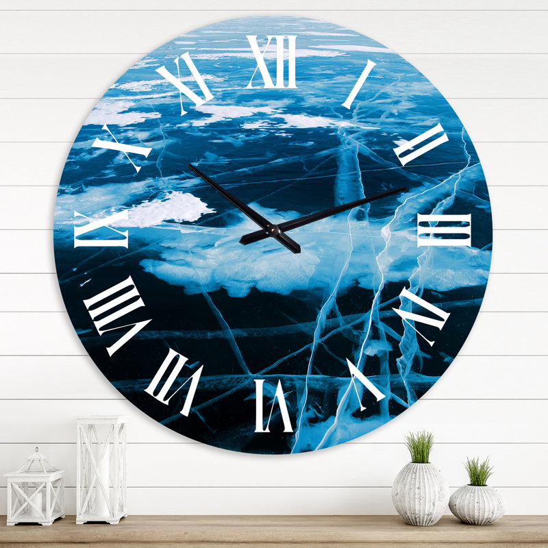 Structure bleue et blanche I - Horloge murale moderne, Grand