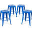 Tabourets de bar en métal sans dossier, ensemble de 4, bleus, hauteur comptoir 61 cm, haute qualité, démontables, pour îlot de cuisine, hauteur 10 cm, non empilables, faciles à nettoyer, pour la maison