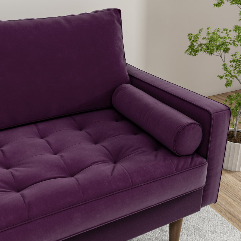 Canapé en velours à accoudoirs carrés de 70 po Brighton, Polyester mauve