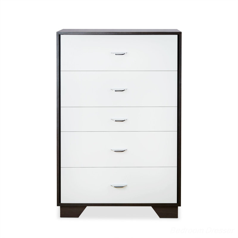 Commode à 5 tiroirs Muskego, Blanc / Espresso