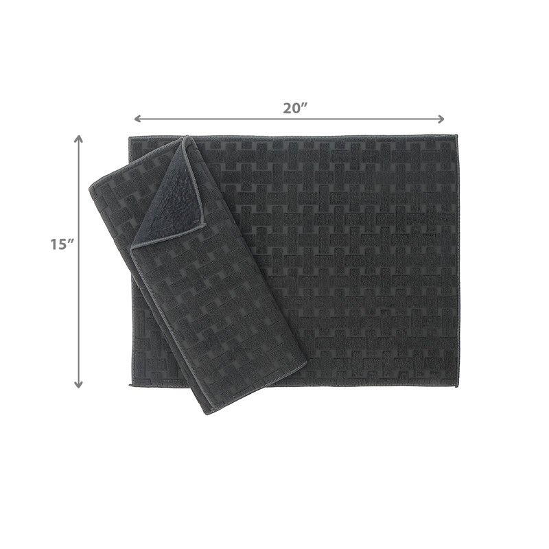 2 Pk Basketweave Microfibre Dish Drying Mat, Grey