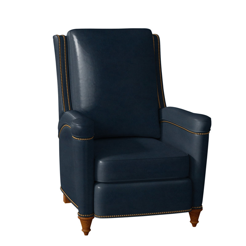 Mayes Recliner, Aline Light Grey Genuine Leather, New Classiques, French Natural