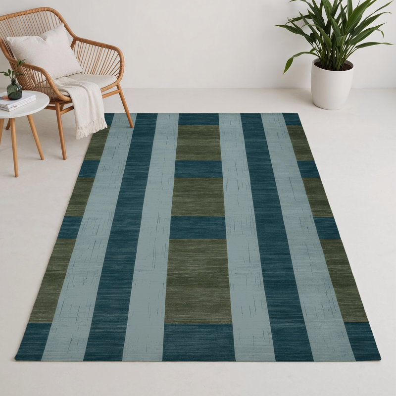 Checkered Gray Indoor and Outdoor Area Rug, Rectangle 9' x 12'