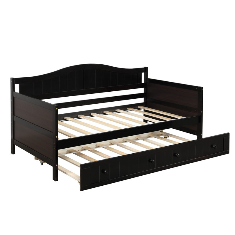 Lit d'invité en bois avec lit gigogne moderne , Espresso