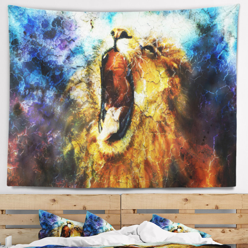Mighty lion tapisserie émergente Animal, H 32 po x l 39 po