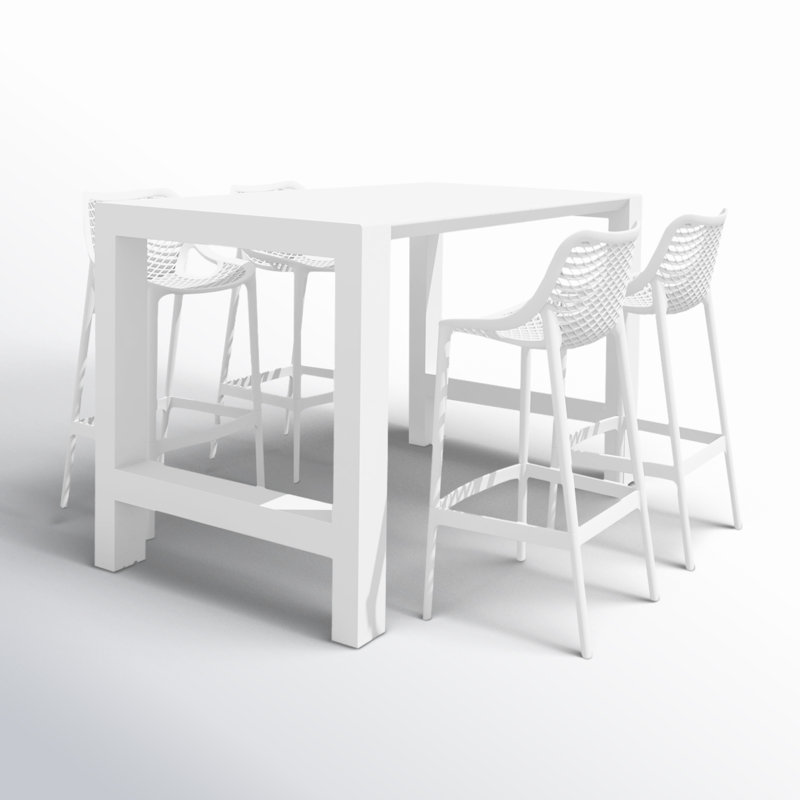 Ensemble de salle à manger extensible rectangulaire en plastique pour 4 personnes Farrah, Blanc