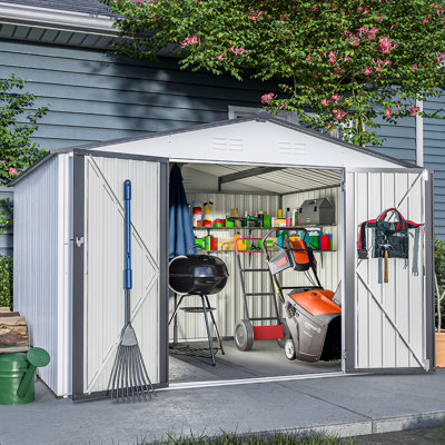 10' x 8' Outdoor Storage Shed, Large Metal Tool Sheds, Storage House with Lockable Doors & Air Vent -  iYofe, ORG9-GIS00003W2505-MShed108W