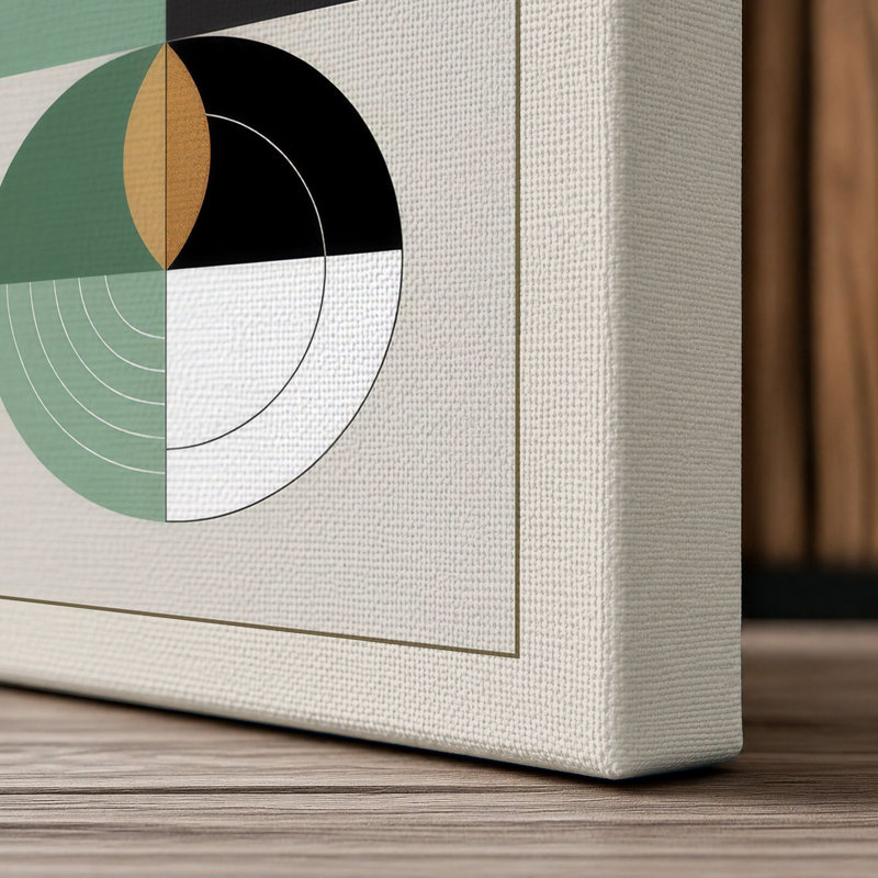 Harmony Grid Geometric - Wrapped Canvas, 24x16 - 61.0 x 40.6 cm, Cream Border