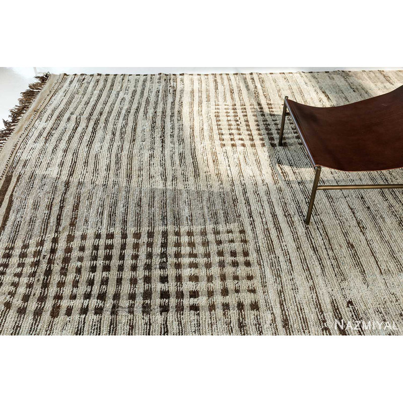 Modern Distressed One-of-a-Kind Rectangle 9'10" x 14' New Age Rectangle Wool Area Rug