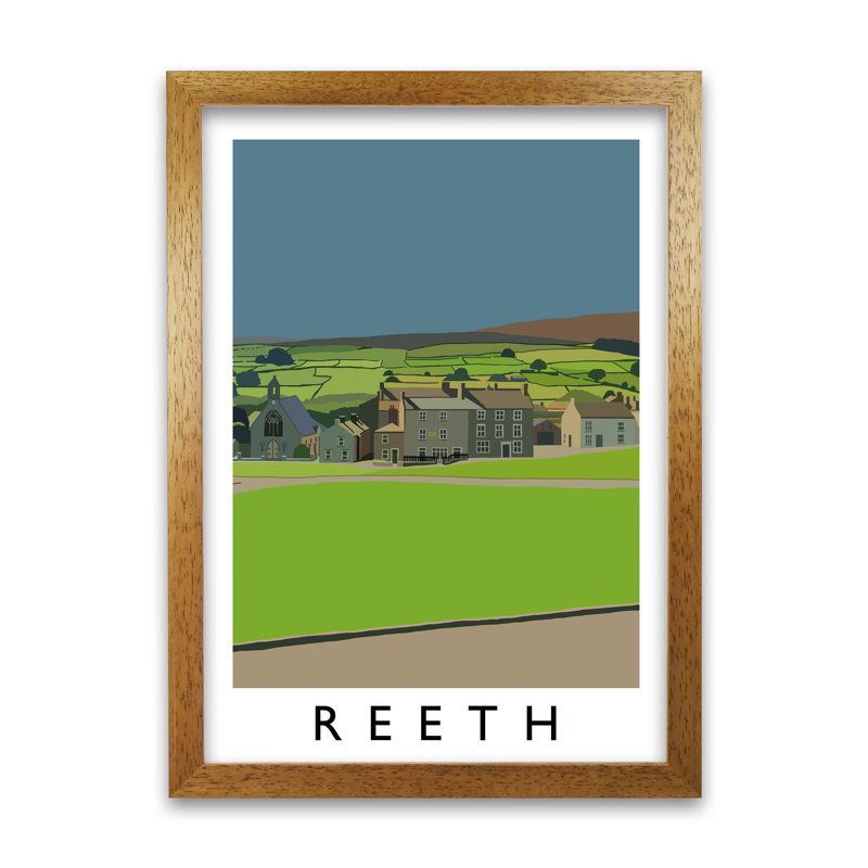 Reeth by Richard O'Neill - Print, 42 cm H x 29.7 cm W x 3 cm D, Brown 