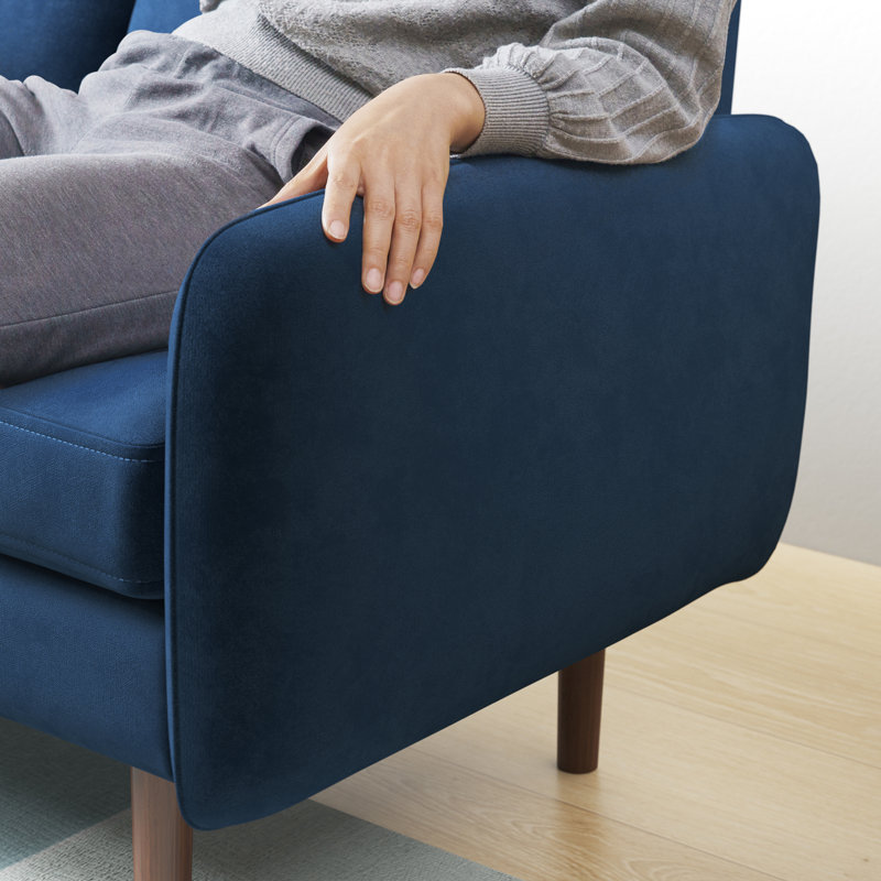 Canapé rembourré de style Mid-Century 70,1 po Cartlin, Velours bleu