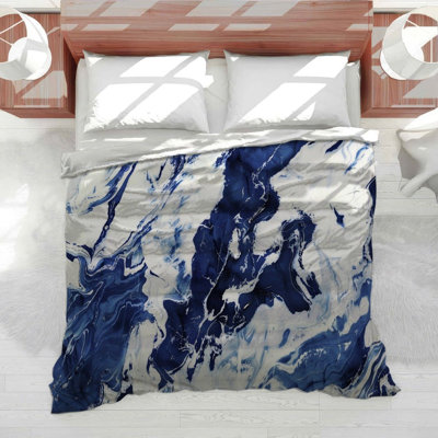 Cobalt Flow Marble Cotton Blend Comforter
