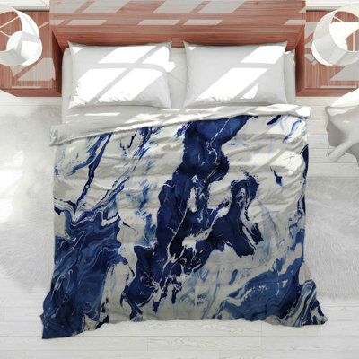Cobalt Flow Marble Machine Printed Duvet Cover