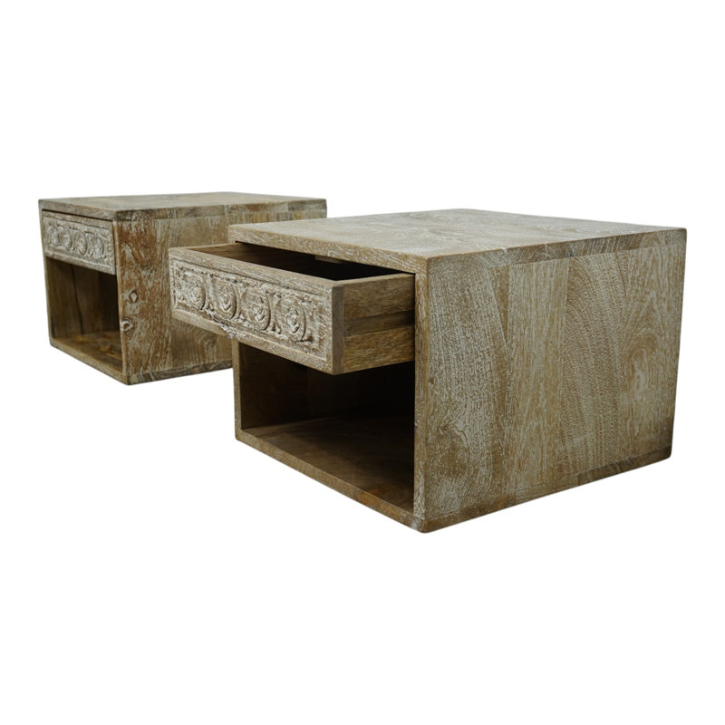 Hand-crafted Solid Wood Floating Nightstand