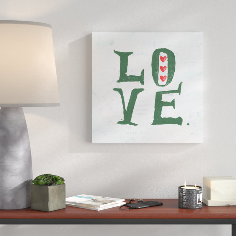 Art textuel sur toile «Love», H 18 po x l 18 po x P 1 po, Toile tendue