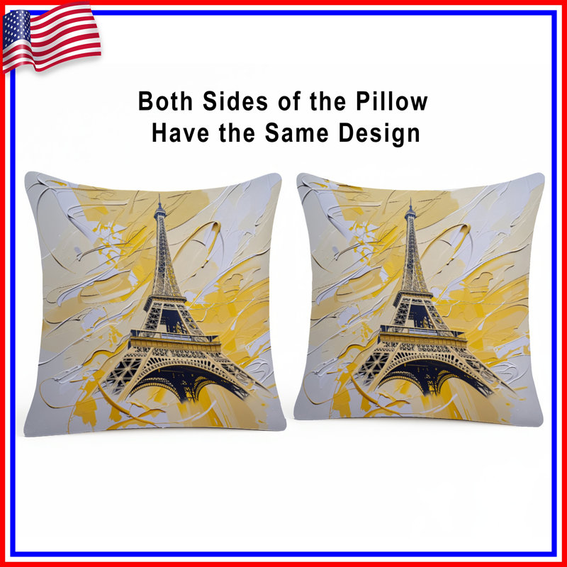 Coussin Tour Eiffel, coussins double face Architecture, 16 po x 16 po