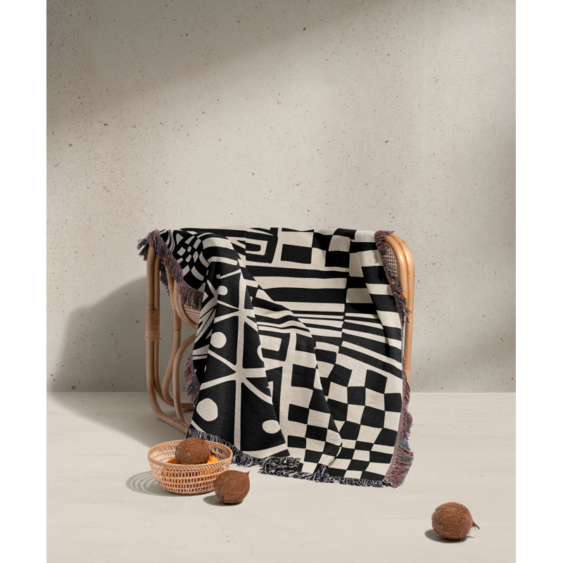 Couverture 100% coton Cocodili, Noir / Beige, Simple