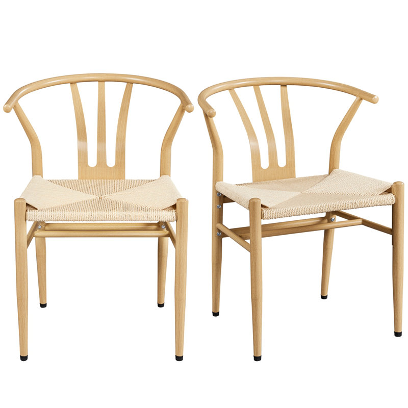 Chaise d'appoint empilable à dossier en lattes de fer Elipper, Bois, Beige