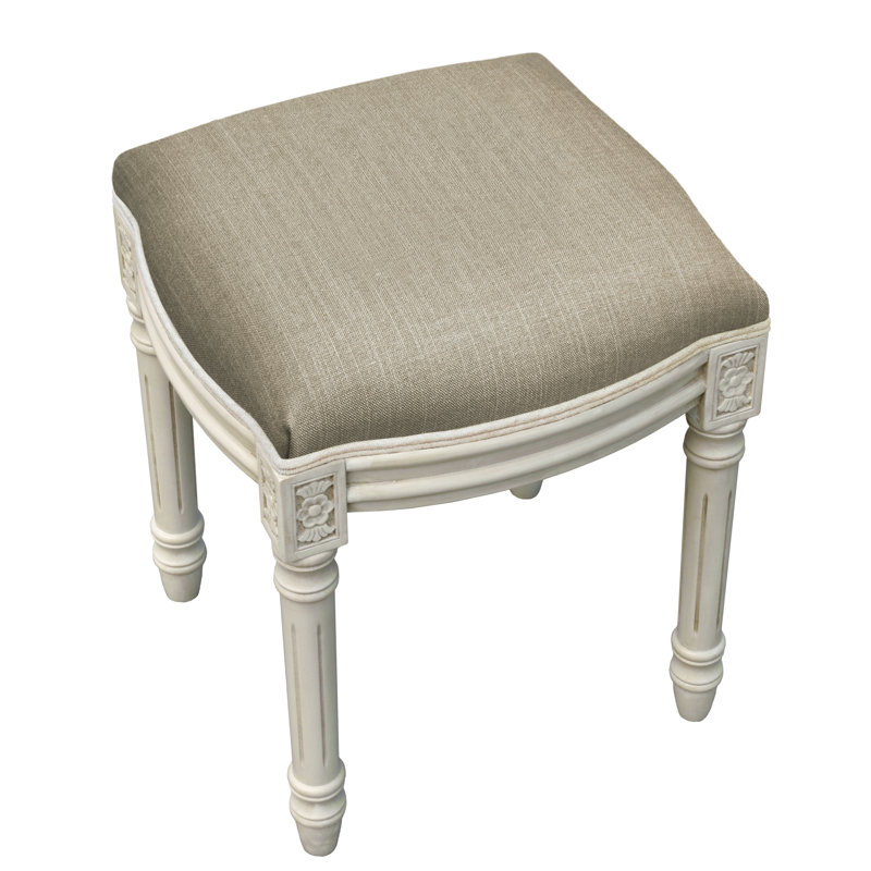 Tabouret de coiffeuse en bois massif Lonergan, Taupe