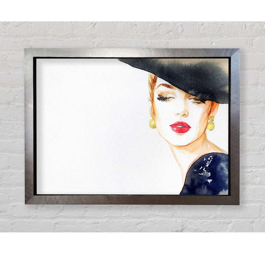 Woman In A Hat Beauty - Einzelner Bilderrahmen Kunstdrucke