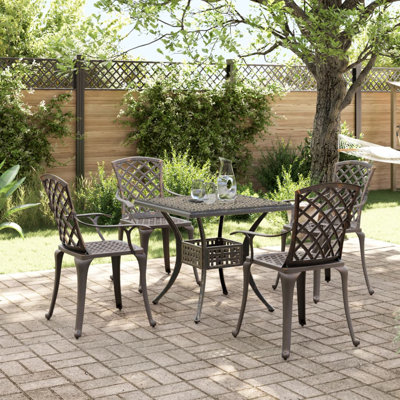 5 Piece Garden Dining Set Cast Aluminium