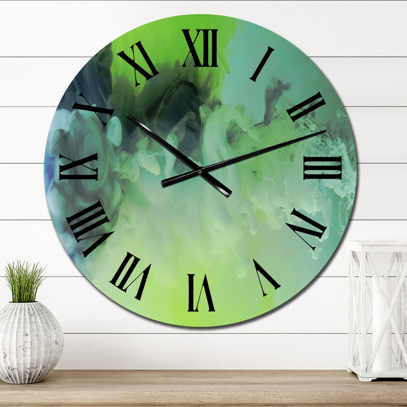 Shades Of Green, art liquide II - horloge murale moderne, Petit