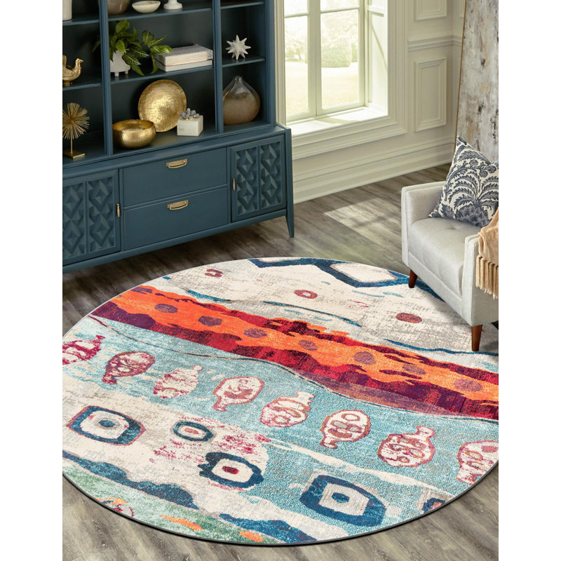 Washable Indoor Rug, Round 7'1"