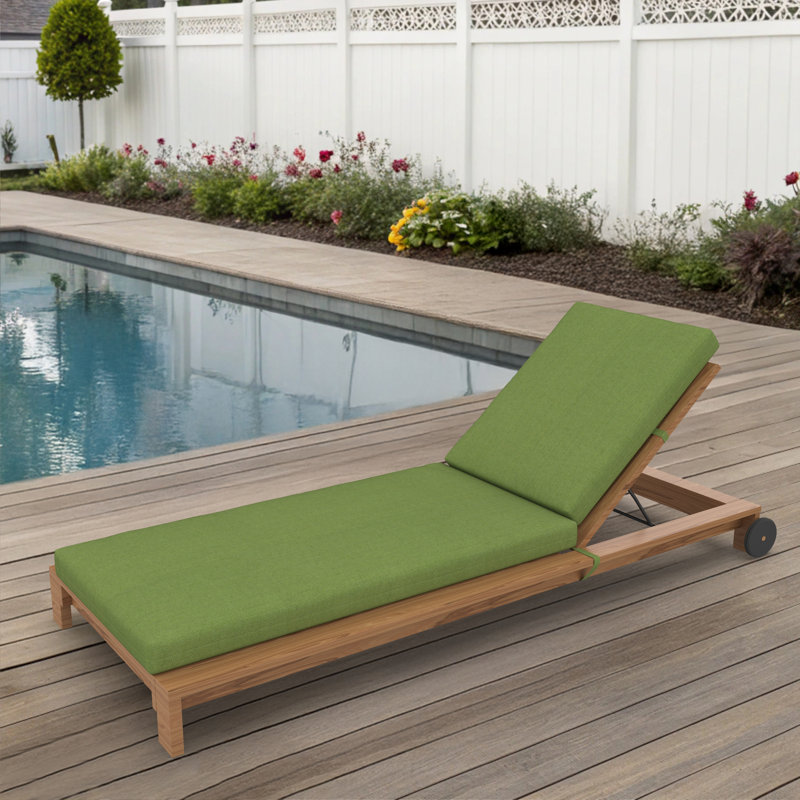 Amala Sunbrella® Outdoor Chaise Lounge Cushion, 22" x 24"/24.5" x 52.5", Spectrum Cilantro Sunbrella® Plainweave