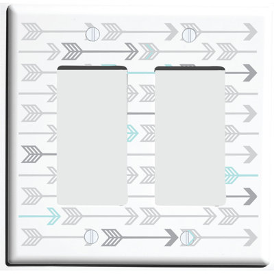 Plaque d'interrupteur de lumière à flèches grises et bleu marine et couvercles de prise de courant / décor de chambre de bébé gris pour bébé garçon ou fille (double culbuteur)