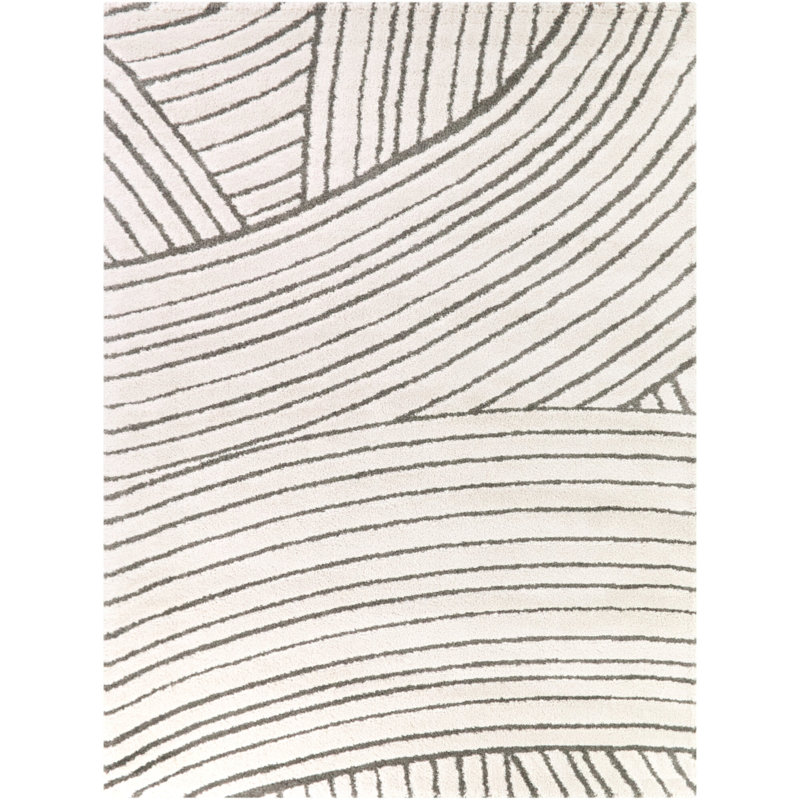 Bergman Grey Organic Modern Area Rug, Rectangle 5'3" x 7'
