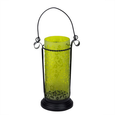 Lanterne porte-bougie 11,5 "en verre jaune