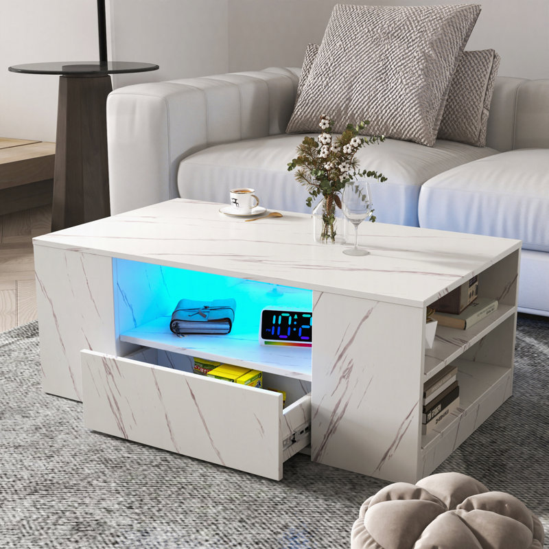 Coffee Table with Sliding Tabletop, White