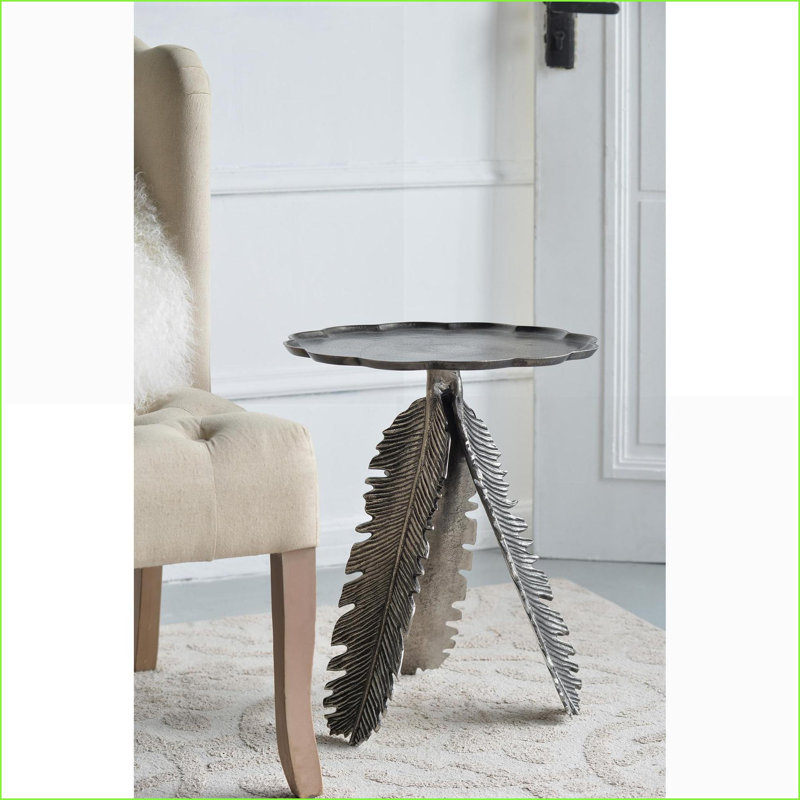 Lightweight Transitional Aluminum Coffee Table with Silver Antique Leaf Design for Living Room