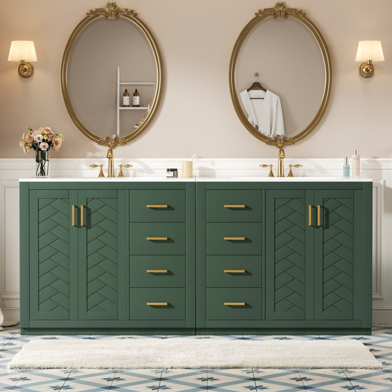 Ensemble de meuble-lavabo moderne en bois massif avec rangement spacieux pour maisons contemporaines