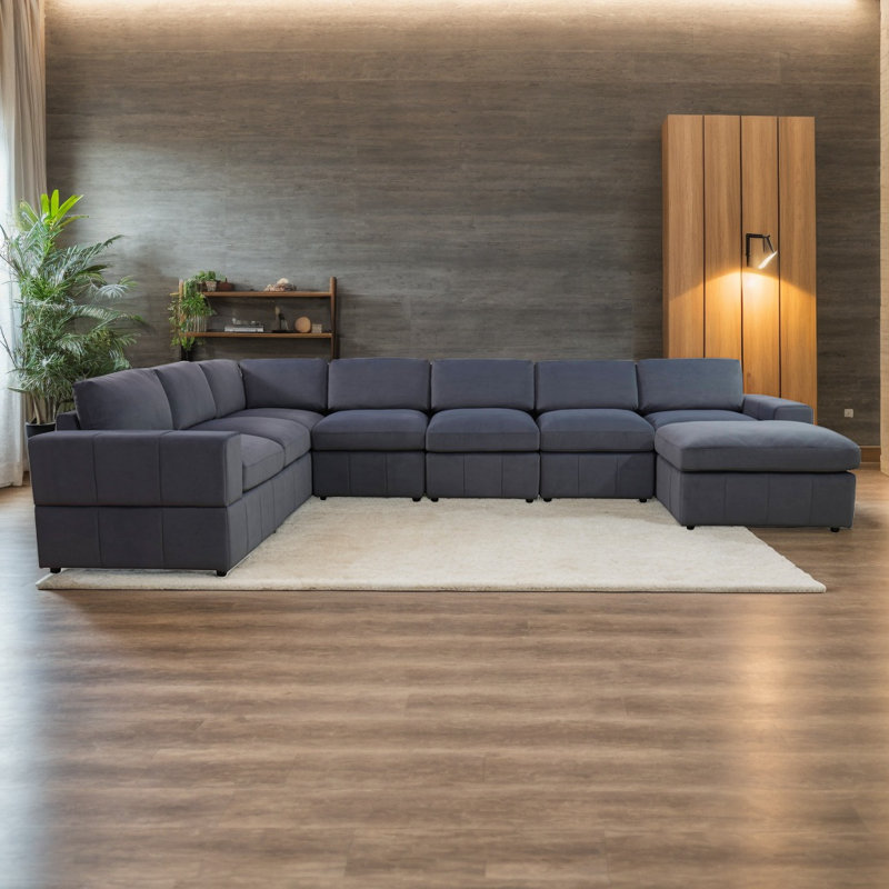 Eszti Microfiber 8-Piece 157" L-Shape Upholstered Sectional