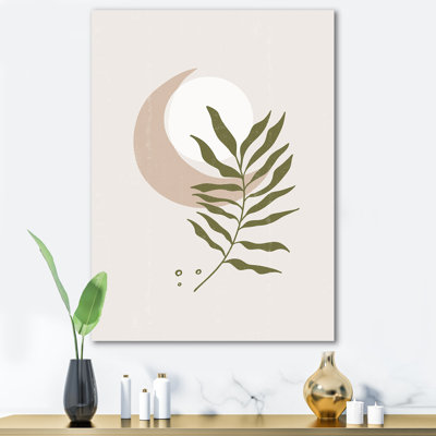Lune géométrique abstraite avec feuille II - impression sur toile