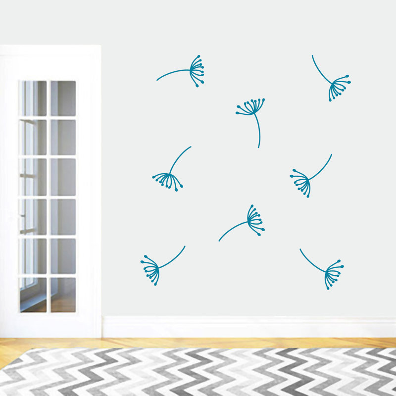 Décalcomanie murale graines pissenlit, Bleu sarcelle