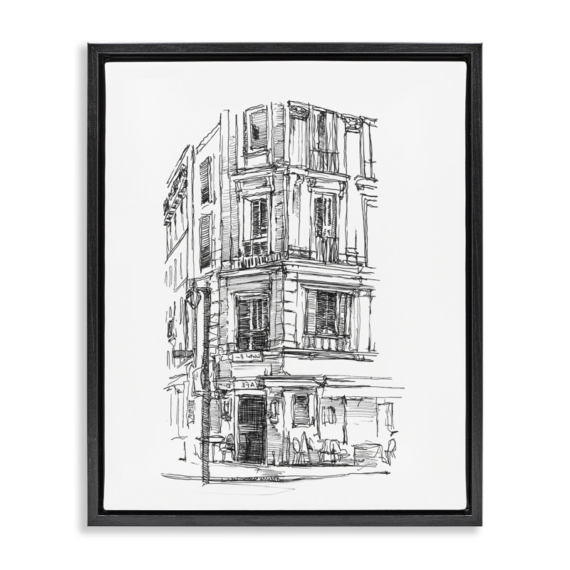 Cadre flottant Parisian Boulevard Architecture, design par Ethan Harper, Cadre flottant noir de jais, H 21 po x l 17 po
