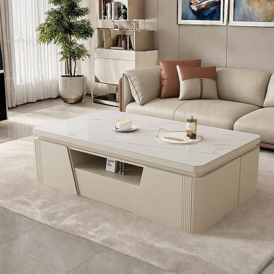 Simple Granite Board Cream Style Coffee Table