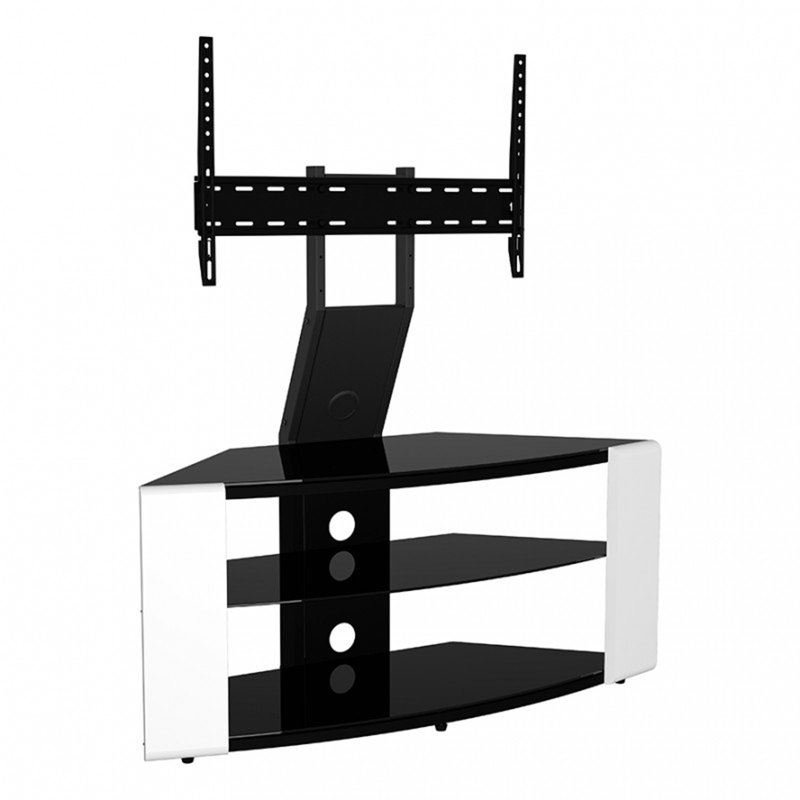 1.08m Corner TV Stand with Mount for TVs up to 65"- Gloss White