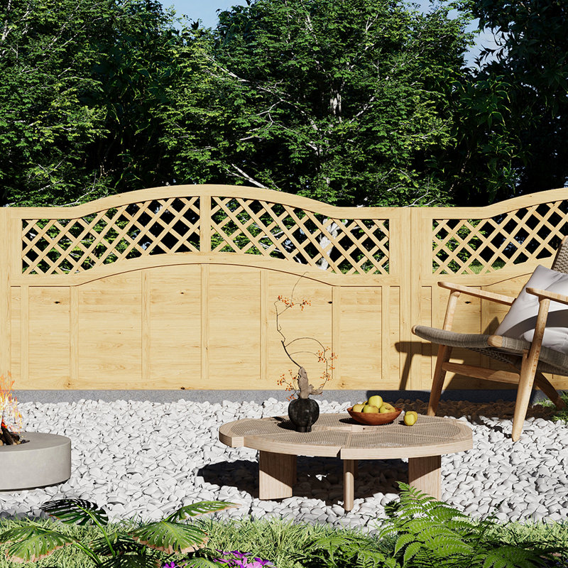 6x6ft Pressure Treated Lattice Top Wooden Garden Fence Panel, 90cm H x 180cm W