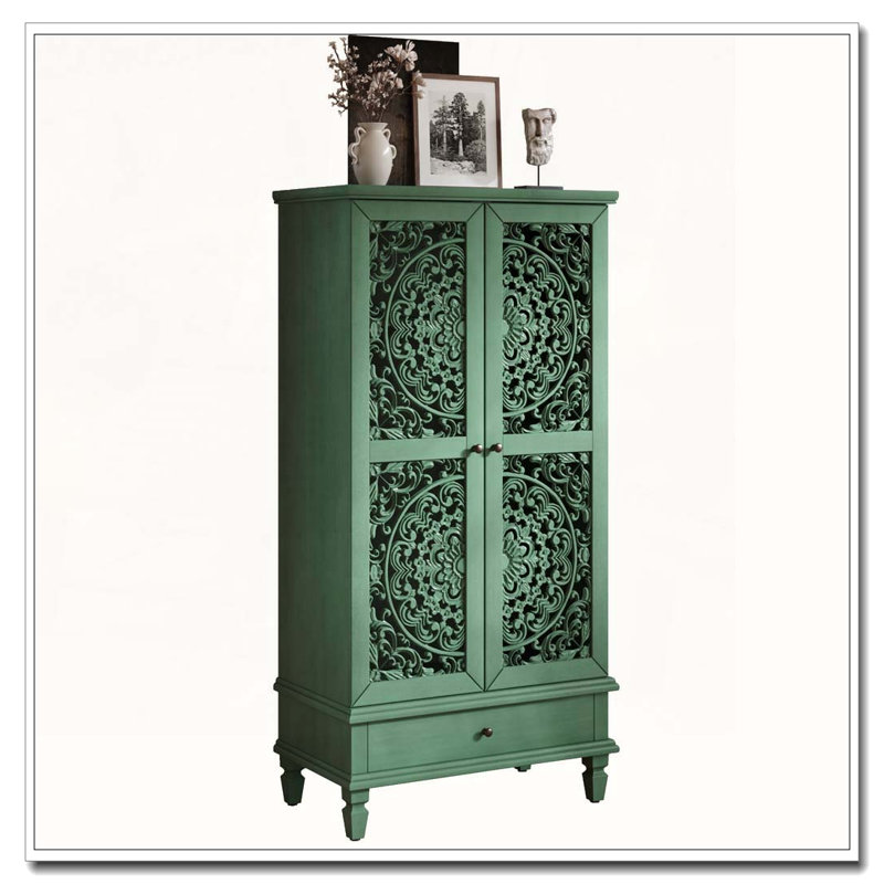 55'' Tall Storage Cabinet with Drawer, Antique Green