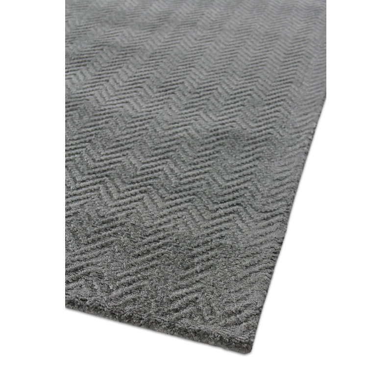 Pavo Hand Tufted Tencel Chevron Area Rug in Light Silver, Rectangle 10' x 14'