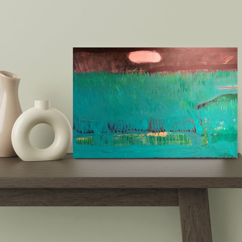 «Green Atmosphere», art mural contemporain abstrait, H 18 po x l 12 po